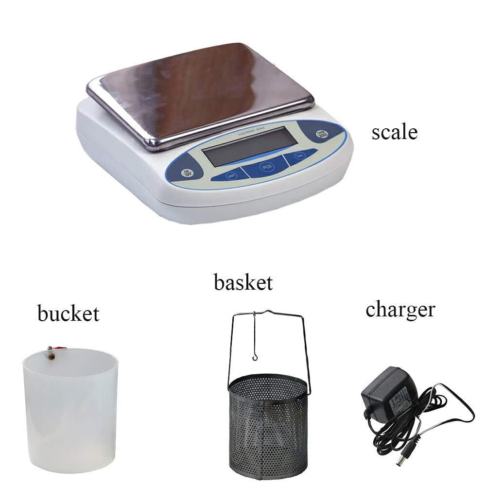 Balanza hidrostática para medir la densidad y el volumen de sólidos en laboratorios e industrias, pantalla LCD de 0,1 g, capacidad: 10 kg