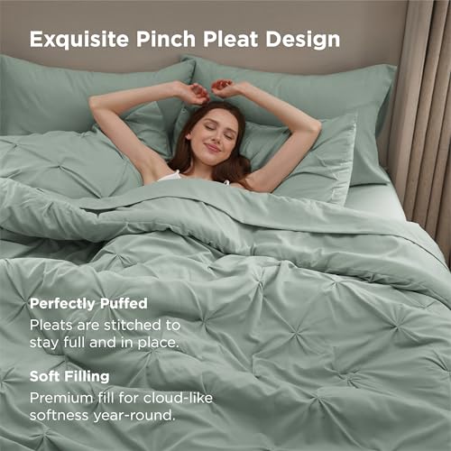 Image of Bedsure Full Size Comforter Sets Sage Green - Bed in a Bag Full Size Bedding Set 7 PCS, GentleSoft Bed Set Gift for Family, All Season Down Alternative Comforter with Sheets, Pillowcases & Shams