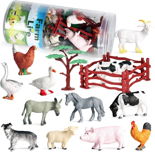TOYBY Farm Animals Figures 12pcs Realistic Mini Plastic Farm Figurines Animal Toys Learning Educational Playset Party Favors Bath Toys for Toddlers Kids (Poultry animals)