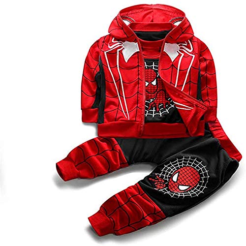 2Piece Toddler Kids Baby Boys Spiderman Outfits Set,Long Sleeve Pullover Hoodie Sweatshirt Pants Clothing Suit (3pcs Black, 3-4 Years)