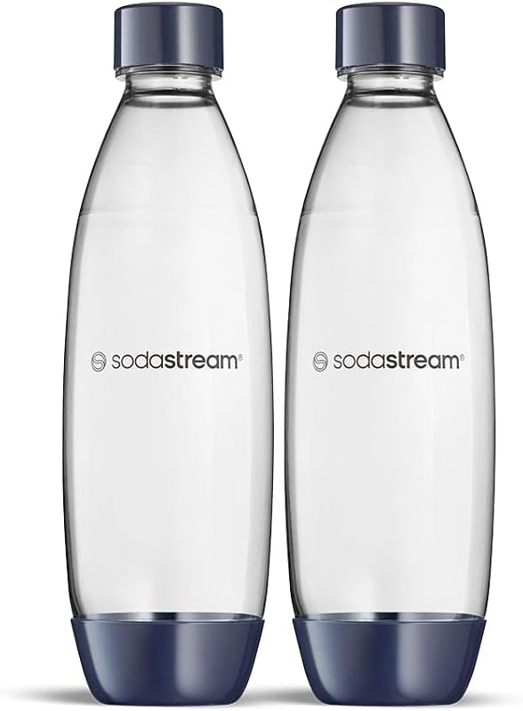 sodastream Lot de 2 bouteilles fusionnées lavables au lave-vaisselle pour gazeur DUO, TERRA, ET-TERRA, ART, GAIA, bleu foncé