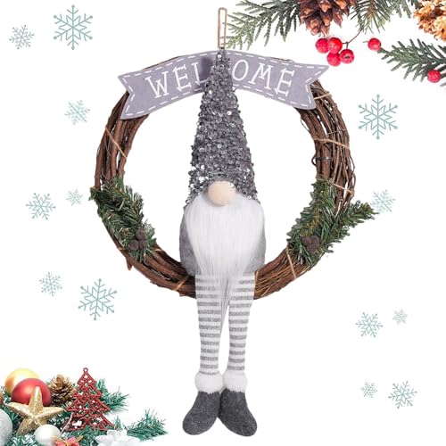 Ghirlanda natalizia per esterni, ghirlanda di Natale all'aperto, ghirlanda per porta d'ingresso invernale, ghirlanda natalizia di Babbo Natale, decorazioni decorative per interni con