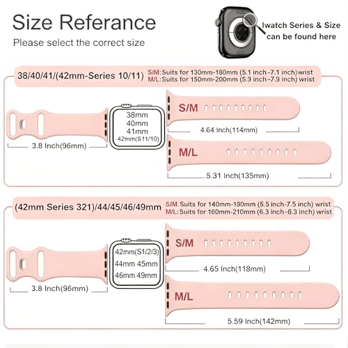 Image of Sport Bands Compatible with Apple Watch Band Women Men 40mm 38mm 41mm 42mm 44mm 45mm 46mm 49mm ,Soft Wristband Waterproof Replacement Strap for iWatch Bands Series 11 10 9 8 7 6 5 4 3 2 1 SE Ultra Pink Sand