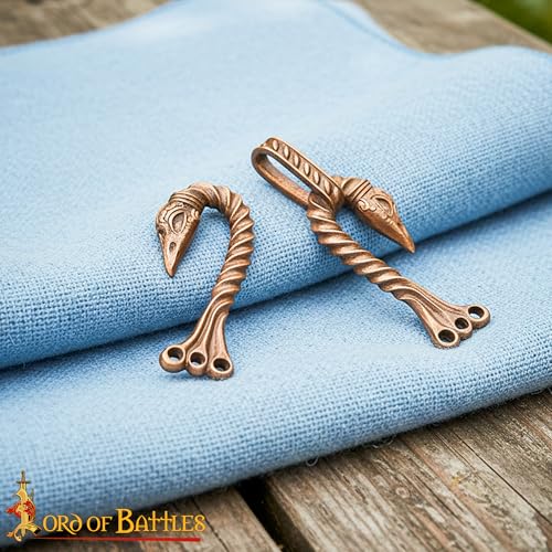 Image of Lord of Battles Medieval Cloak Clasp (Made of Bronze) | Viking Celtic Dragon Design Hook for Cloak Scarf, Shawl | Handmade Cloak Clasp Lost-Wax Cast Bronze