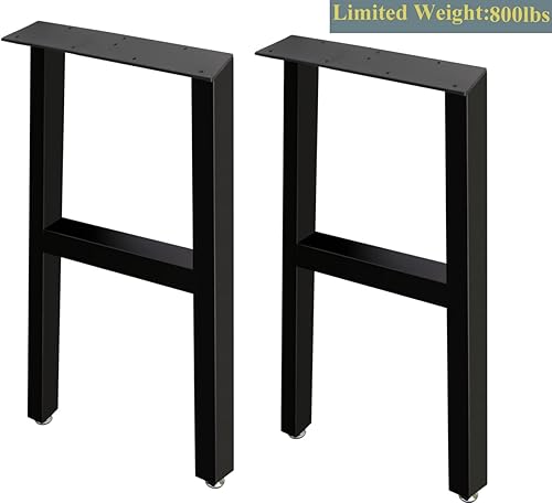 Miniatura 6 de Lendpea Patas de metal para mesa, marco de escritorio de tubo cuadrado resistente, mesa de comedor moderna  patas de mesa auxiliar, juego de 2 (H)