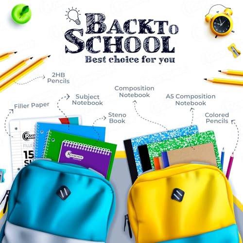 Image of Rosmonde 5 Pack Composition Notebooks College Ruled, 200 No Bleed Pages (100 Sheets) 9-3 /4x7-1 /2 Notebooks for Work, Back to School Supplies for College Students, Notebooks for Women, Colors May Repeat