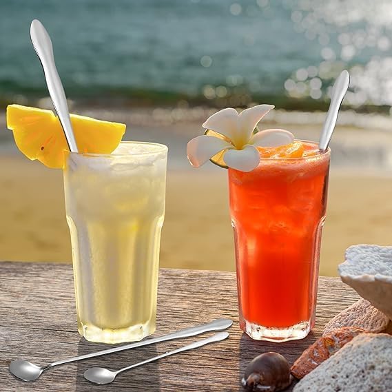 Miniatura 3 de Cuchara mezcladora de cóctel, barra de mango largo de acero inoxidable, cuchara de mezcla, cuchara de café, cuchara de helado, cuchara de postre