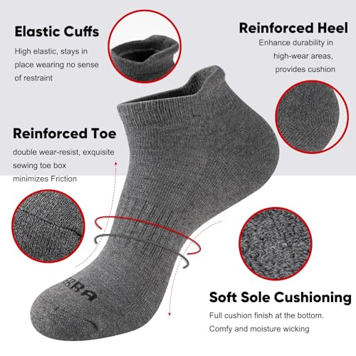 Mens Ankle Socks 6 Pack Low Cut Athletic Running Cushioned Tab Socks4