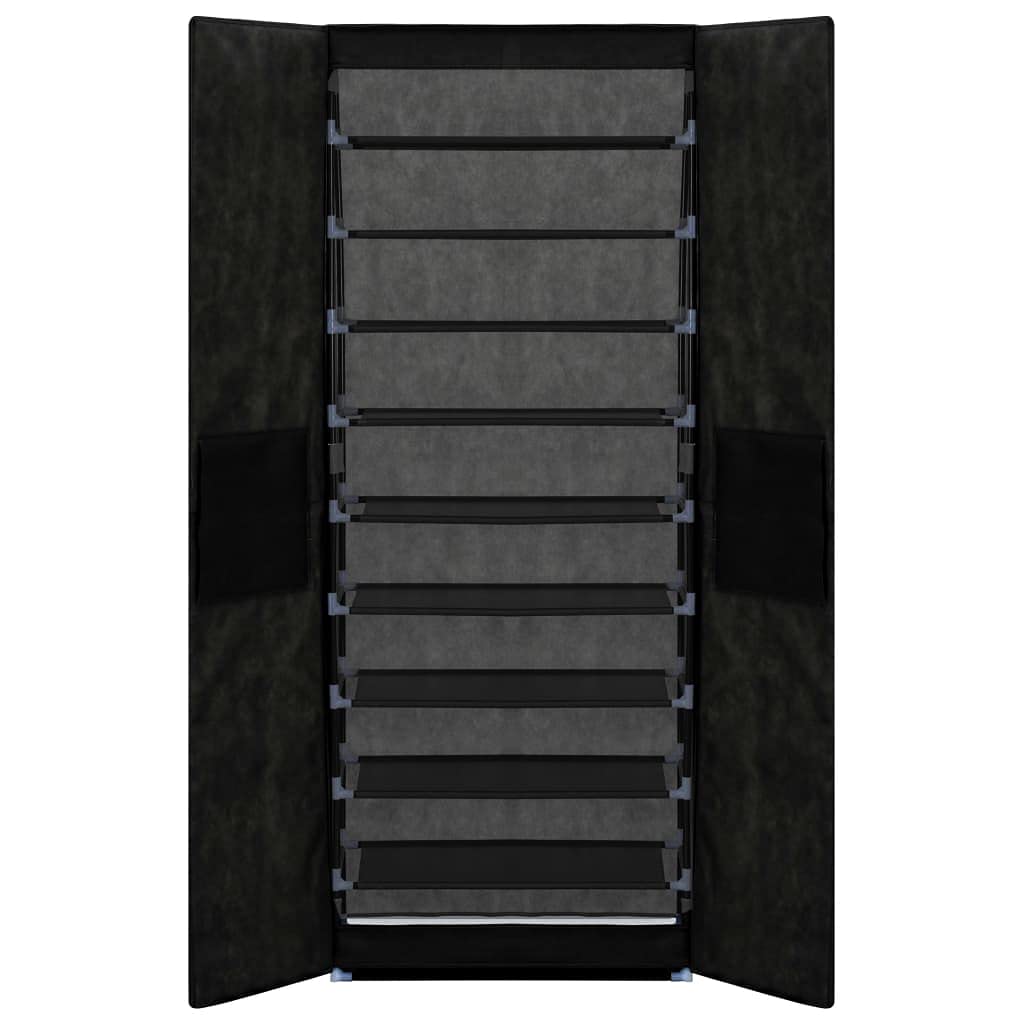 Scarpiera Nera 60x30x166 cm in Tessuto Non Tessuto con 10 Livelli e 30 Paia di Scarpe Capacità Organizzatore Armadio per Scarpe Pratico e Resistente con Fodera Antipolvere
