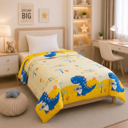 Image of Filymore Camera Comforter for Kids Girls - Cute Cartoon Print Single Bed Blanket, Microfiber Dohar for Boys & Girls | Soft Kids Winter & Summer Quilt |60x90 Inches (Yellow)