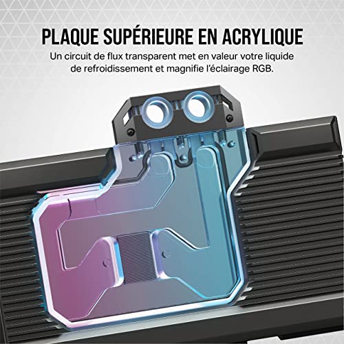 Corsair Waterblock pour Carte Graphique Hydro X Series XG7 RGB 4090 Founders Edition - pour NVIDIA GeForce RTX 4090 FE - Waterblock pour Carte Graphique en Cuivre - Noir
