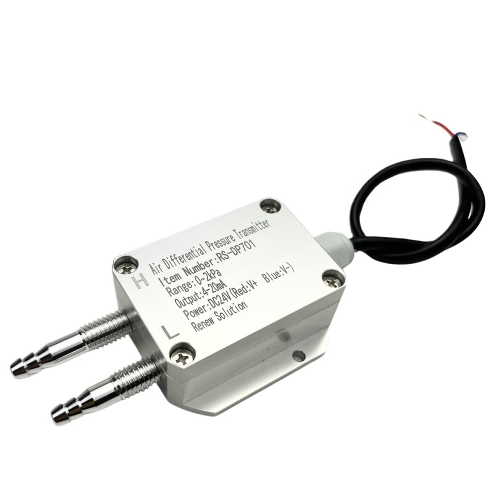 Transmisor de sensor presión diferencial aire, gas y viento 4-20 mA Alta precisión(-1~1KPa)