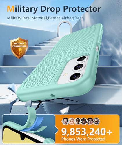 Image of FNTCASE for Galaxy A15-5G Phone Case - Samsung A15 5G Military Grade Drop Protection, 14ft Drop Tested, Screen Protector Included, Anti-Slip Textured, TPU+PC Dual Layer Shockproof Cover (Mint Green)