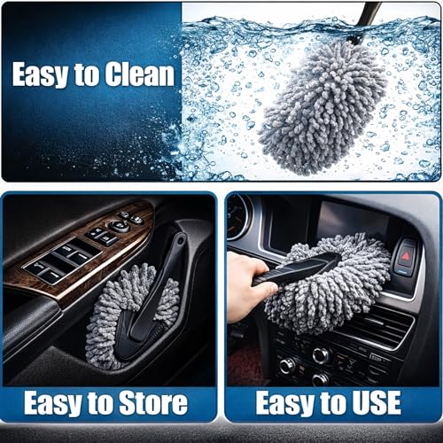 Image of 7-in-1 Car Cleaning Kit with Extendable Wash Mop & Detailing Brushes - Microfiber Duster, Interior Dashboard Brush, Wash Pad & Hooks | Complete Car Interior & Exterior Cleaning Combo