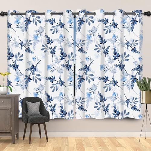 IKDZCM Cortinas Opacas con Estampado Floral Vintage de Flores Silvestres botánicas para Sala de Estar, Dormitorio, Estilo rústico (Ancho x Alto: 2 x 127 x 240 cm)