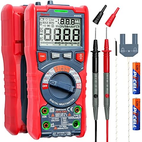 AstroAI Digital Multimeter TRMS 6000 Counts Auto-Ranging Voltage Tester Measuring AC/DC Voltage Current Resistance Temperature Continuity Capacitance Frequency Diodes Voltmeter with NCV Cover
