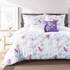 White Purple Blue Floral Comforter Set