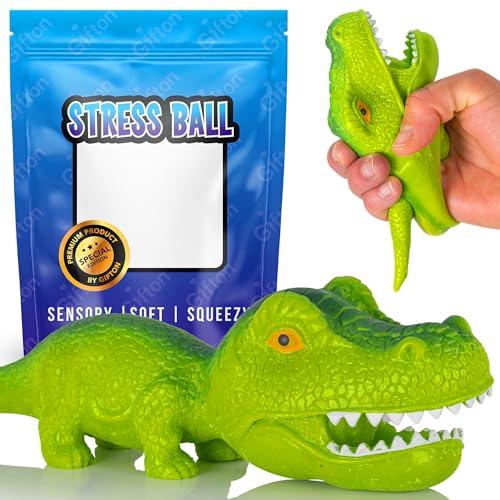 Gifton - Dino Stretchy Toy DNA Stress Relief Ball - Novelty Squeeze Sensory Fidget Toy for Anxiety Physio Therapy - Gift for Kids Boy Girl Adult Birthday Present Men Women Christmas Stocking Filler