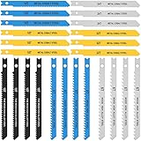 24PCS Jigsaw Blades Set High Carbon Steel Assorted Saw Blades with U-Shank Sharp Fast Cut Down Jigsaw Blade Woodworking Tool for Wood Metal Plastic Cutting Includes 6t 8t 10t 14t 18t 24t 32t