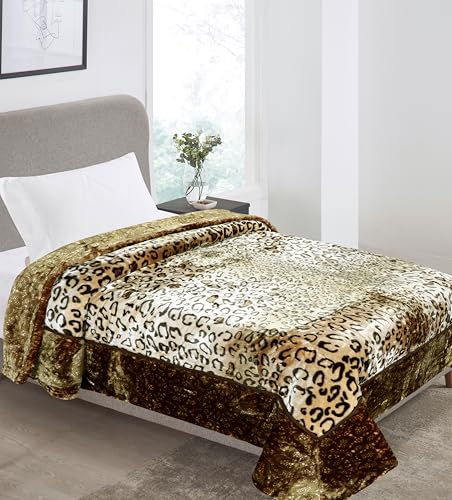 Image of Petals Dreams Blanket Single Bed for Heavy Winter,1100 GSM, 2 Ply, Cloudy Mink Blanket (170x230 cm) (Leopard 04)