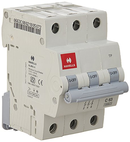 Image of Havells DHMGCTPF063 PVC Plastic 63A MCB TP C Curve (White)