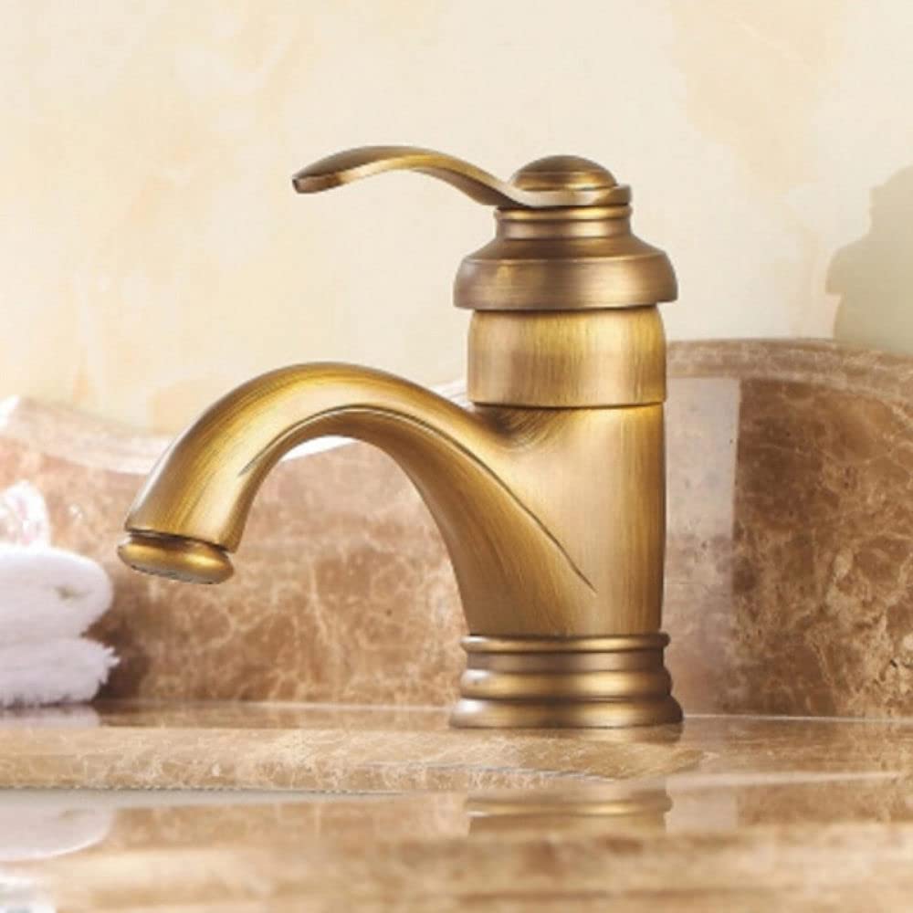 Zqfhsx Antique Brass Sink Faucet Water Mixer Tap Vintage Basin Classic Kitchen Retro Style For Bathroom Or