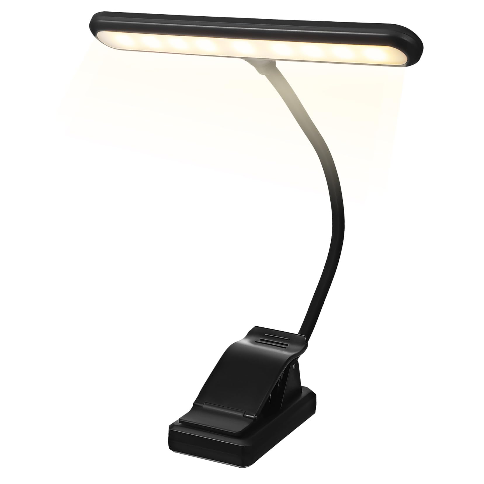 UKCOCO Lámpara de Lectura Recargable con Clip LED para Música y Libros Luz Portátil y Ligera con Batería Integrada para Escritorio y Cama