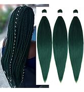 Emerald Green Braiding Hair Pre Stretched Box Braids Hair Extension 26 Inch Colored Fake Hair for...