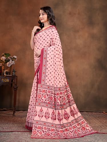 Image of Garden Vareli Floral Booti Print Crepe Saree With Unstitched Blouse Piece
