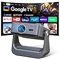 ?Official Google TV/1500 ANSI/4K Supported?Smart TV Projector with WiFi and Bluetooth, Native 1080P Portable Projector, Auto Focus & Keystone, Voice Input, Mini Proyector for Home Cinema, iOS/Android