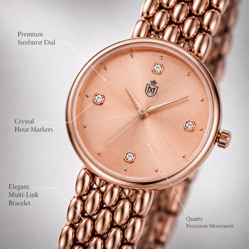 Image of MOOVER Analog Watch for Women & Girls | Luxury Bracelet Style Ladies Wrist Watch | Crystal Dial with Premium Stainless Steel Chain Strap | Fashion Watch for Daily Wear, Party & Gift