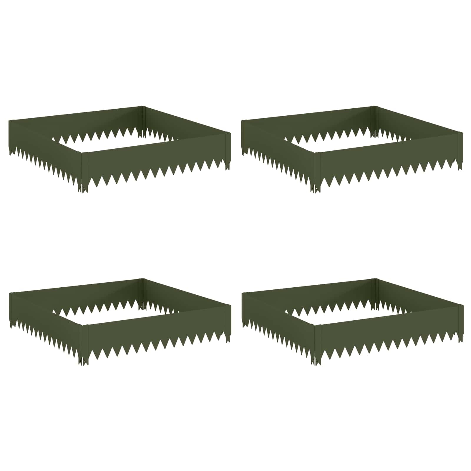 Lot de 4 bordures de pelouse - 100 x 100 x 20 cm - Acier