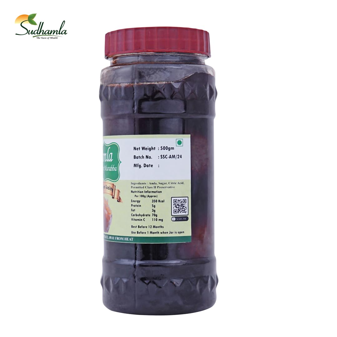 Sudhamla Homemade Organic Amla Murabba with Jaggery - 400 gm | Premium Gooseberry Preserve Sweetened with Guud, Mishri, & Khand | Export Quality, Low Processed, No Preservatives or Artificial Colors 2