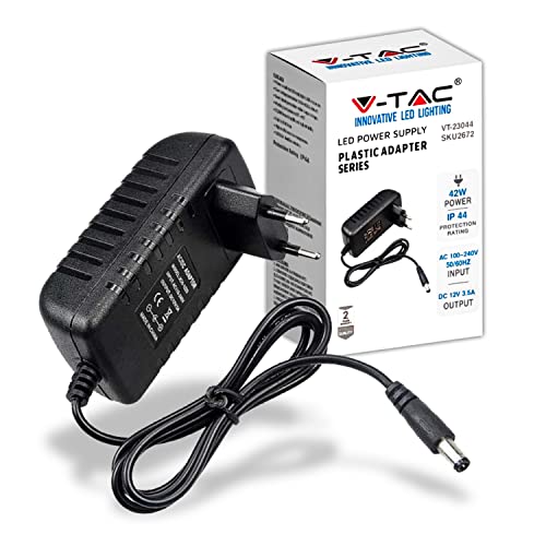 V-TAC Netzteil 12 V 42 W 3,5 A für Kameras, LED-Streifen, Modem - Transformator 12 V Plug & Play mit Stromstecker Haus für Bildschirme und elektronische Geräte - Eingang AC 100-240 V 50/60 Hz Cover