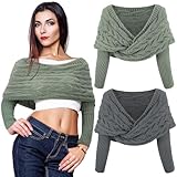 Geyoga 2 Pcs Scarf with Sleeves for Women Knitted Wrap Sweater Scarf with Sleeves Shrugs for Women Wrap Shawl (Dark Gray and Military Green)