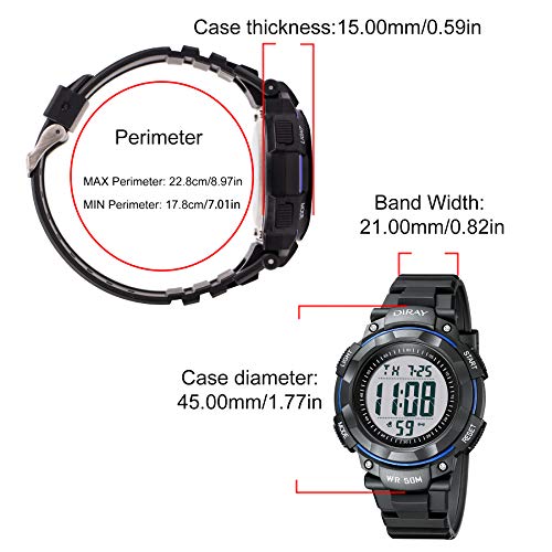 image for JEDIR Men's Digital Sports Wrist Watch for Men, Large Face LED Backlig