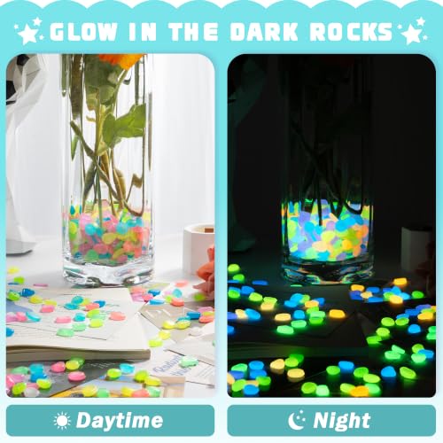 Image of 1000 PCS Mini Glow in The Dark Rocks Mixed Color Luminous Stones 1cm Small | Glow Stones Fish Tank Rocks Outdoor Decor Garden Yard Walkway Pathway FD05SMX1000