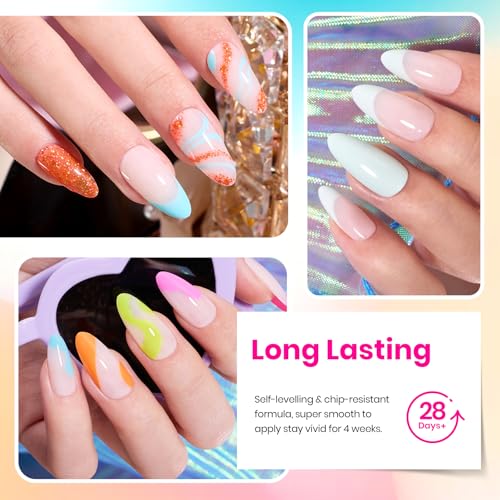Image of Beetles Gel Nail Polish Set, 20 Colors Glitter Jelly Solid Gel | Bright Yellow Orange Blue Pink Gel Colors Pair with Glossy And Matte Top Coat for Rainbow Nail Gifts