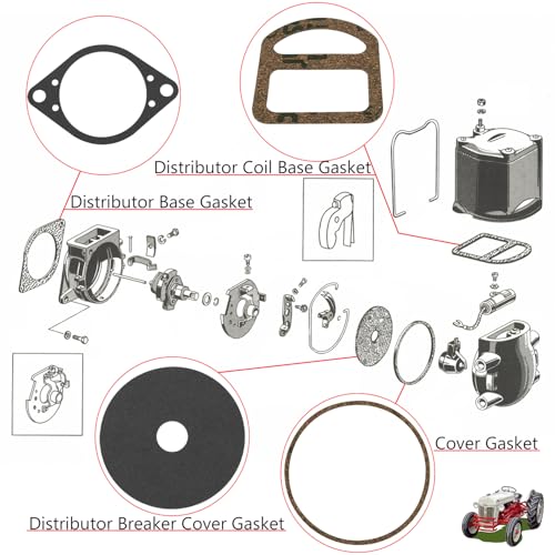 Image of 9N12104 Distributor Gasket 4 Piece Set,Compatible with Ford /New Holland Tractor 2 N, 8 N, 9 N