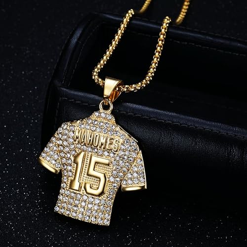 Iced Out Pendant No. 15 American Football for men Cuban Link chain for women Necklace Football for Hip Hop Sports Pendant Rap Punk Rock Clubs Disco Diamond Bling men jewelry sports gifts for men2