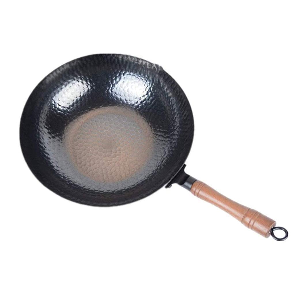 Ferro Wok, Pentola Multifunzione Eless, Stile Retro, Antiaderente, per Cucina, Fornelli E Induzione Universale (30Cm)