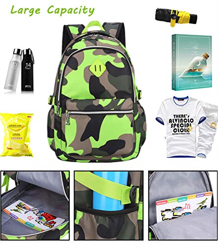 Image of Ladyzone Camo School Backpack Lunch Box Set Lightweight Schoolbag Travel Camp Outdoor Daypack