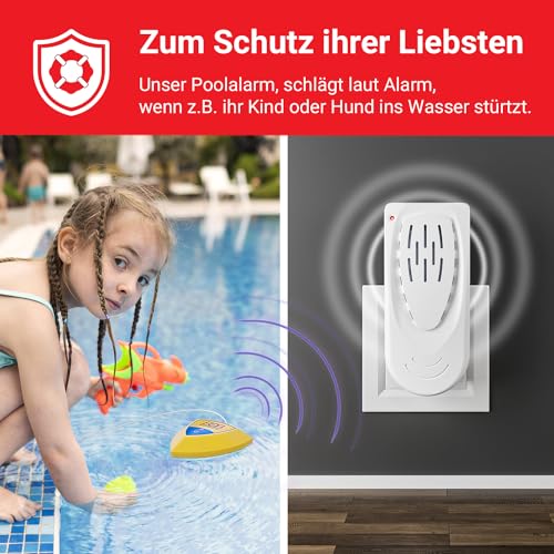 ELEKTROBOCK Pool-Alarm - Schwimmender Bewegungssensor mit 95dB Sirene | Wasser bewegt Sich...