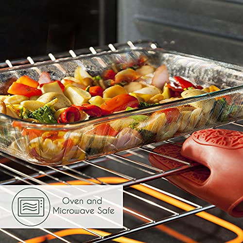 Glass Baking Dish for Oven, Casserole Dish, 16 in x 11 in Rectangular Baking Tray, Heat Resistant Borosilicate Glass Ovenware, 2 inches Height and 4-Quart Capacity Glass Cookware