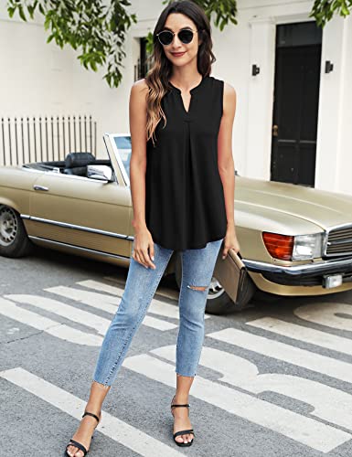Newchoice V Neck Summer Tank Tops For Women, Lightweight Loose Casual Sleeveless Blouses Soft Comfy Work Shirts (Black, Xl) #TOP7