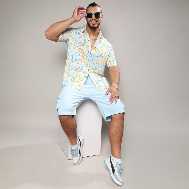 Image of Instafab Plus Men's Shirt for Casual Wear | Spread Collar | Short Sleeve | Button Closure | Plus-Size Fit | Cotton Shirt Crafted with Comfort Fit for Everyday Wear
