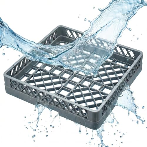 MORLEOS cesta lavavajillas universal 50x50 cm para vasos y ollas, rejilla escurridora profesional hostelería 49x49x10 cm lavavajillas industrial