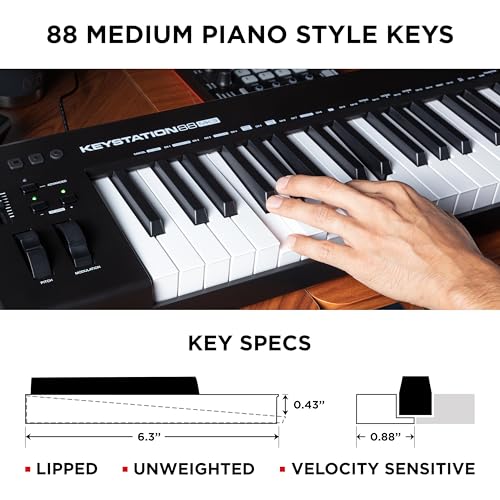 Image of M-AUDIO Keystation 88 MK3 MIDI Controller Bundle with Headphones for Studio Recording, Music Production, Podcasting, Streaming