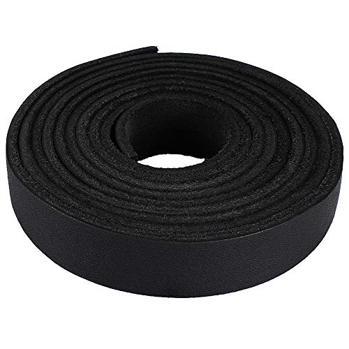 LolliBeads (TM) Genuine Leather Strap Leather Strip 3/4 Inch Wide and 72 Inches Long, Black, Black_3/4inch, 3/4inches_2yards