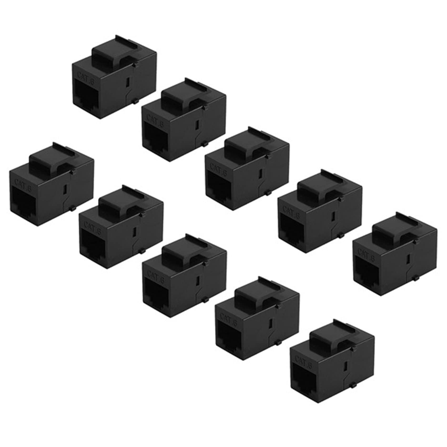 100X RJ45 złącze gniazdo Cat6 RJ45 przedłużacz łącznik Ethernet sieć LAN złącze wtyczka 6 przedłużaczy adapter (czarny)